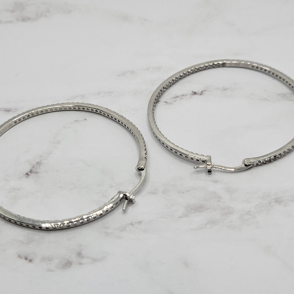 Genevive Silver Hoops earrings - Picture 2 of 3